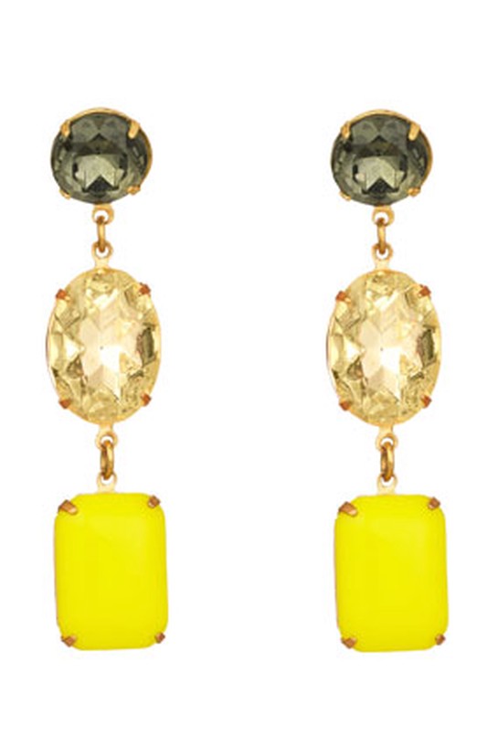 smoky quartz, citrine and yellow glass earrings