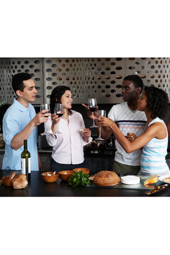 group of friends toasting with wine