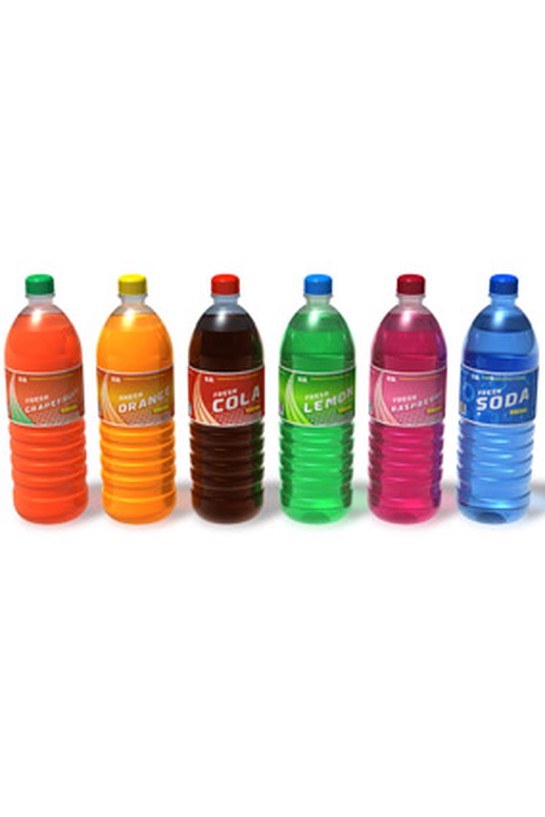 Bottles of juice and soda