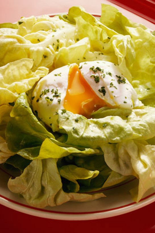 Salad with poached egg