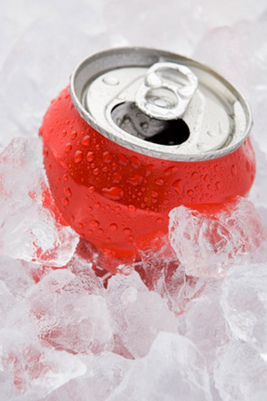 Can of soda on ice