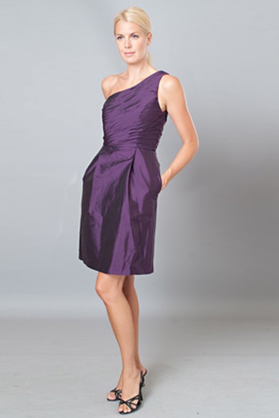 One-shoulder taffeta dress