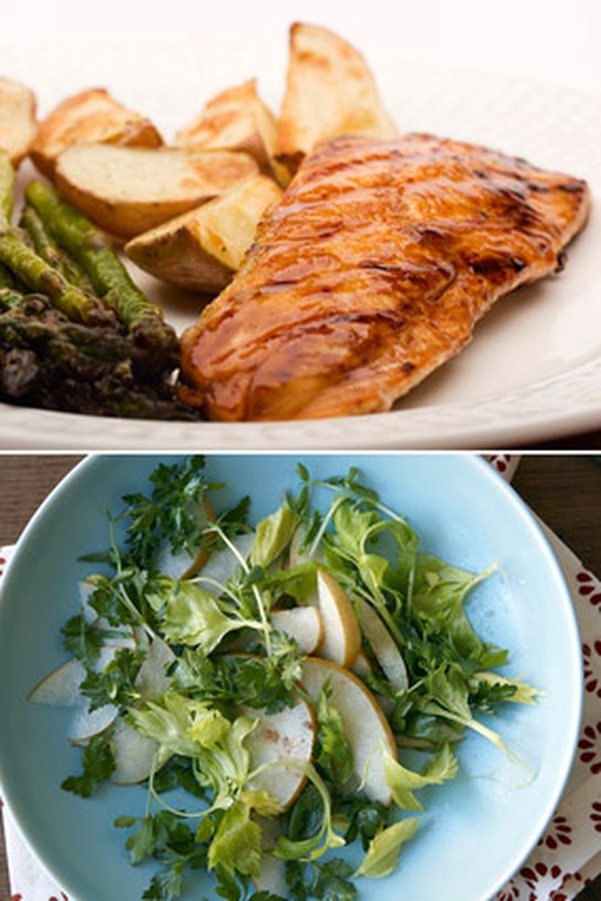 Miso-glazed salmon and Asian Pear Salad