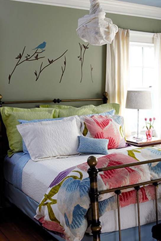 Green bedroom designed by Diane von Furstenburg's team