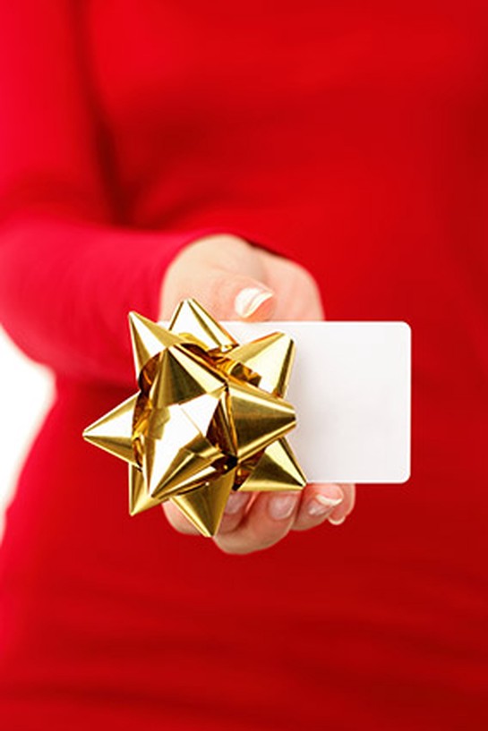 Gift card with gold bow