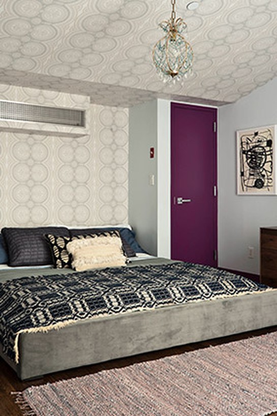 Wallpapered bedroom