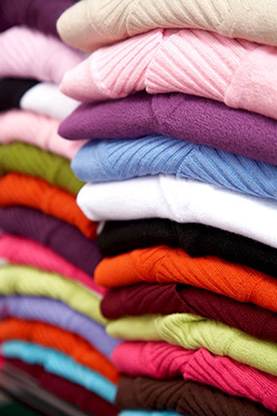 Pile of colorful sweaters