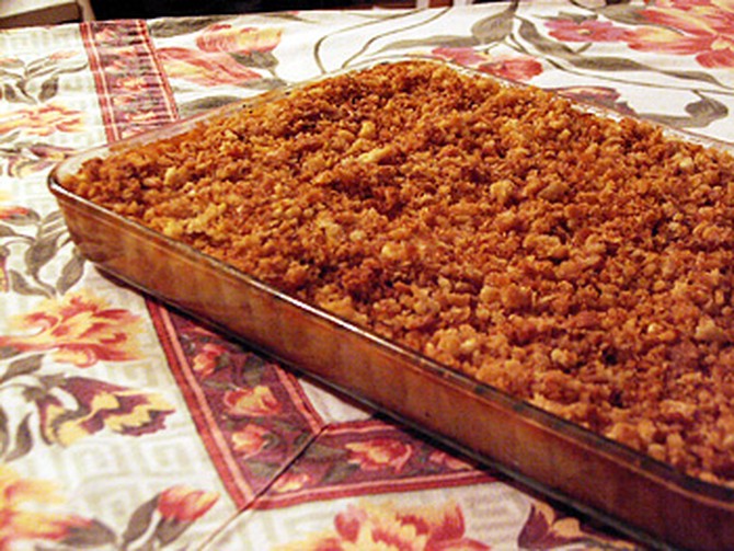 Corn Pudding with Crunchy Crumb Topping