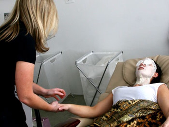 Woman receiving a spa treatment