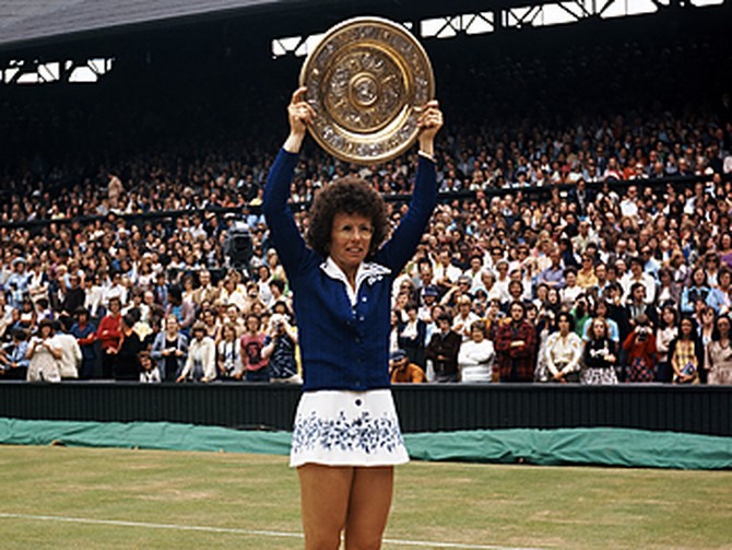 Billie Jean King after winning Wimbledon