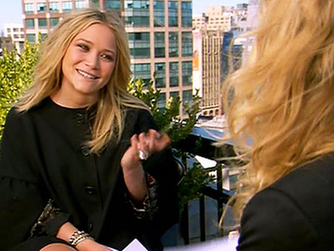 Mary-Kate and Ashley Olsen interview each other.