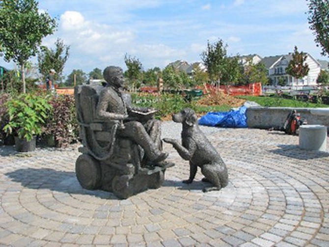 A bronze statue of Mattie at Mattie J.T. Stepanek Park in Rockville, Maryland.