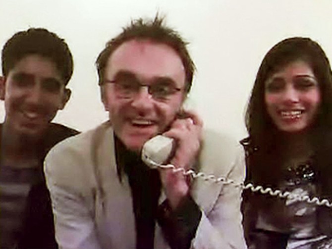 Dev Patel, Danny Boyle and Frieda Pinto
