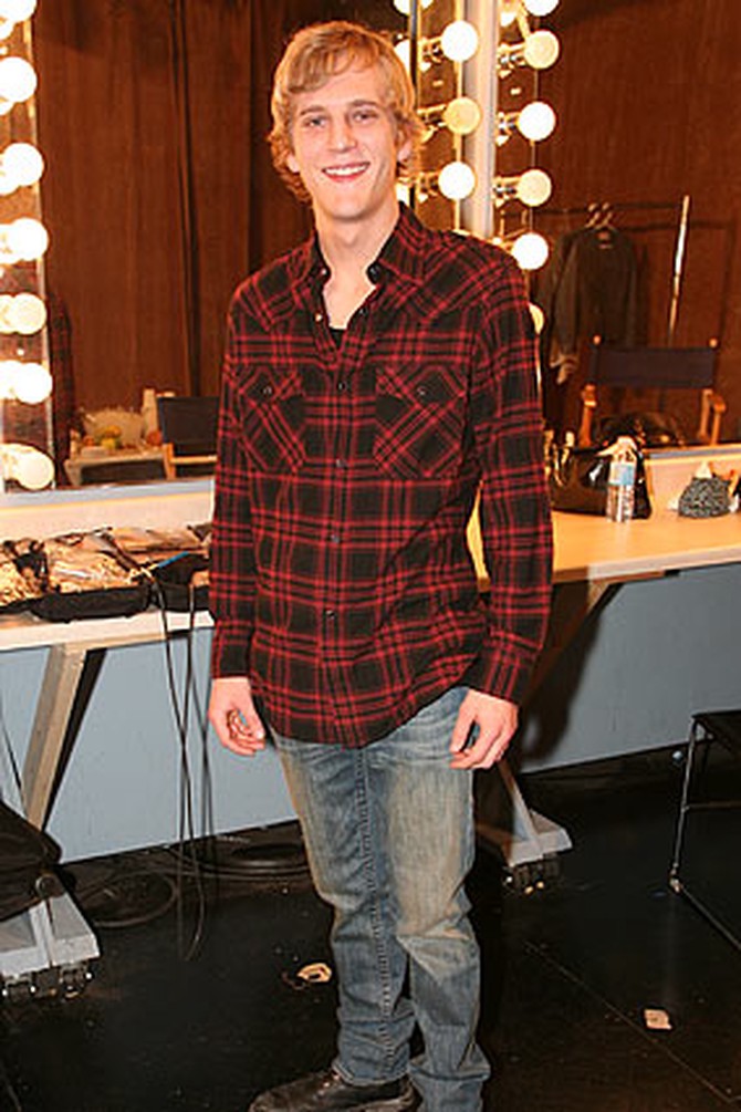 Jacob in William Rast Ben jeans and a flannel shirt