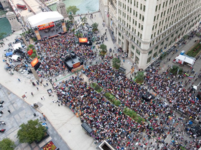Crowds gather for Oprah's Season 24 Kickoff Party.