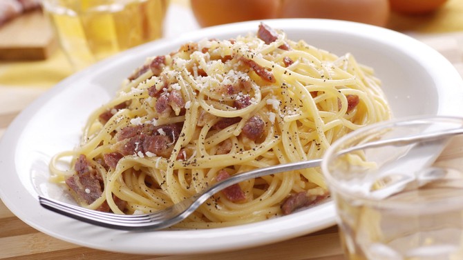 Spaghetti with Lemon, Olives and Pancetta