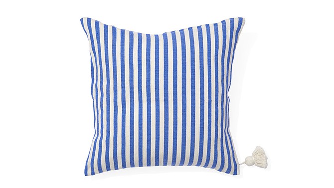 blue and white pillow