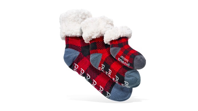 Pudus Classics Red Plaid Lumberjack Slipper Socks