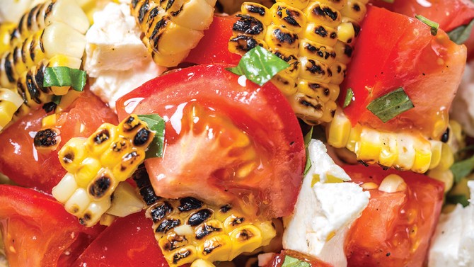 Tomato, Roasted Corn and Feta Salad Recipe