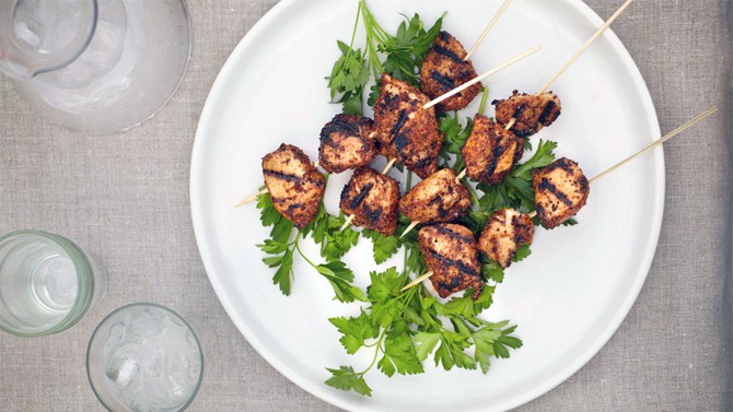 Cat Cora's Chicken Kebabs with Chimichurri Sauce