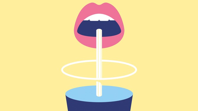 Sipping water illustration