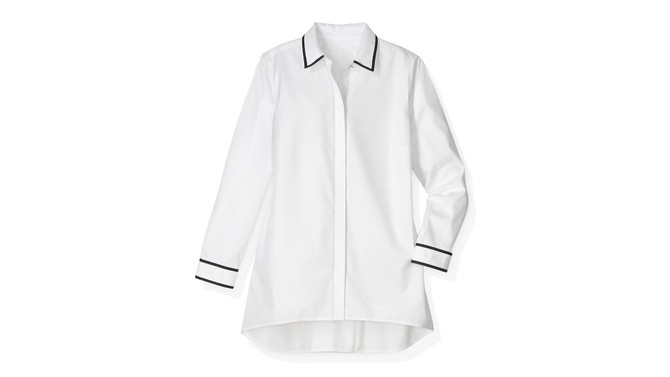 no-iron cotton contrast-hem tunic