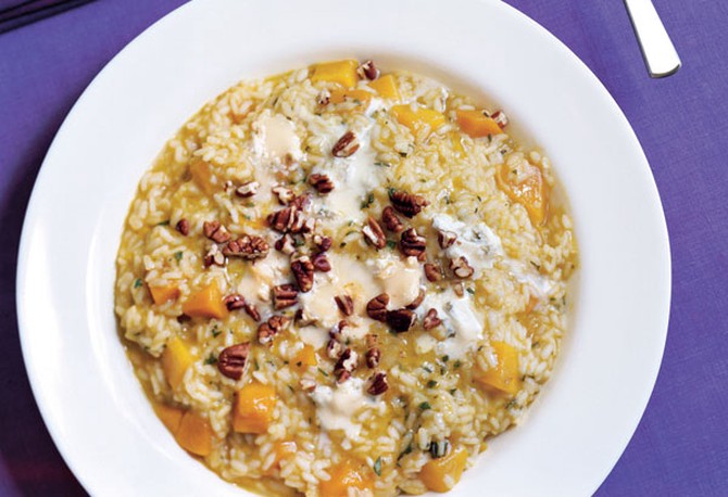 Risotto with Butternut Squash Gorgonzola and Toasted Pecans