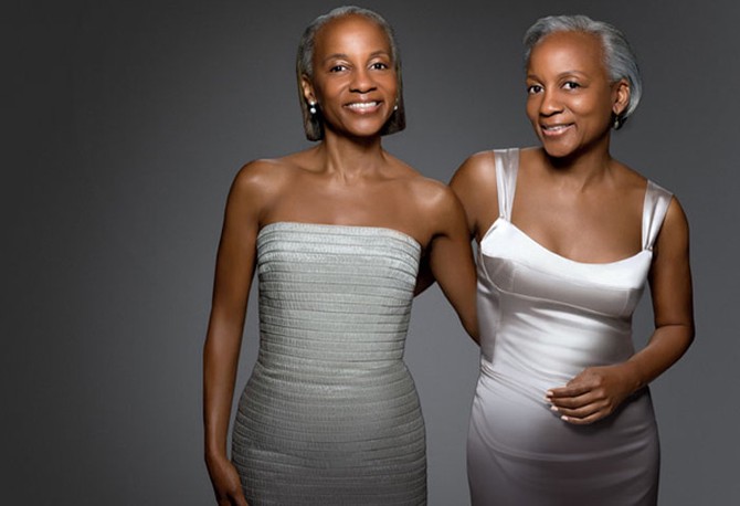 Twins get gray hair transformations.