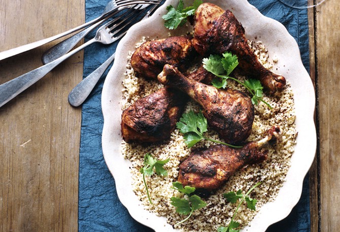 Roast Chicken with Harissa and Couscous
