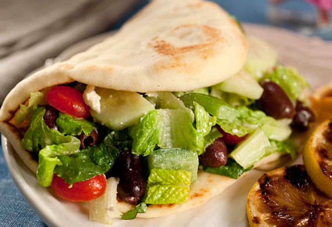 Greek Salad Sandwich with Creamy Lemon Dressing