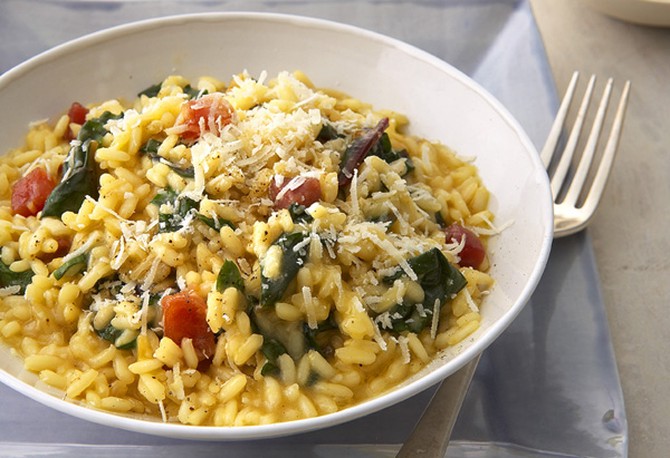 Risotto with Spring Greens and Prosciutto