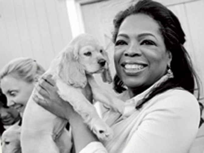 Oprah holding Sadie