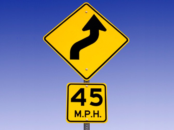 45 mile per hour road sign