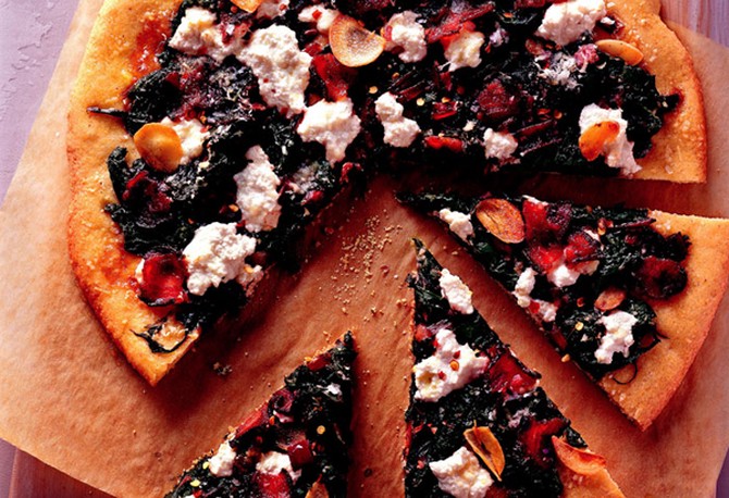 Cornmeal Crust Pizza with Greens and Ricotta
