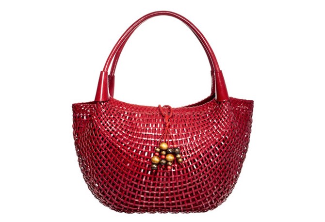 structured red leather bag