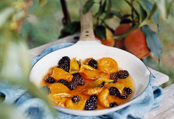 Skillet-Roasted Apricots and Blackberries