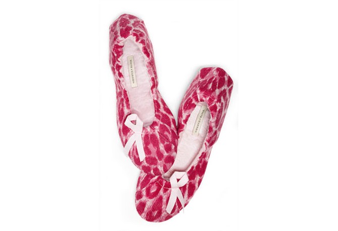 White + Warren pink cashmere slippers