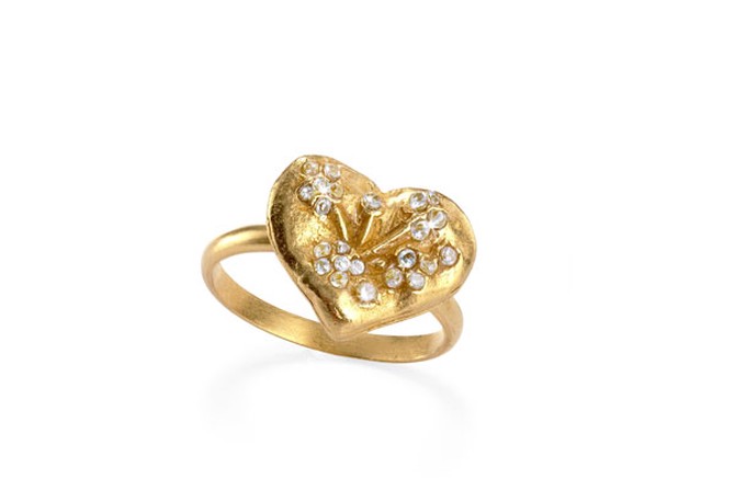 Hazel and Harlow gold topaz heart ring