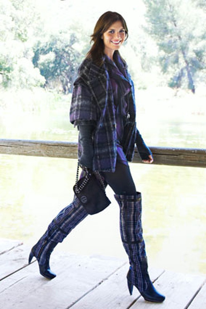 mandy moore in plaid boots