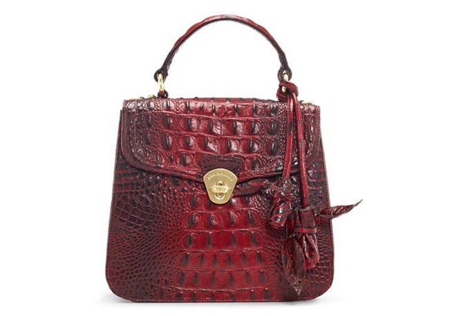 red crocodile-embossed leather bag