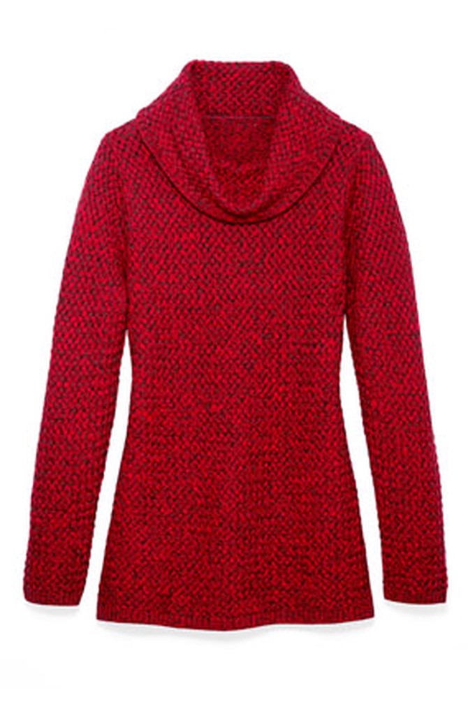 red cowlneck sweater
