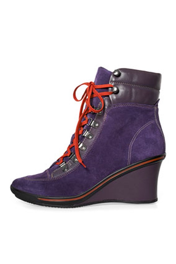 purple wedge boots