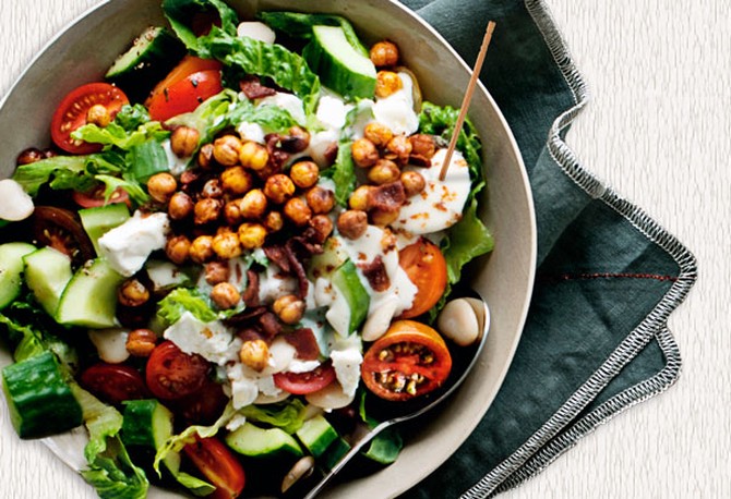 Chopped Salad with Bacon and Fried Garbanzo Beans Recipe
