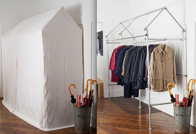 Tented closet with clothing rack