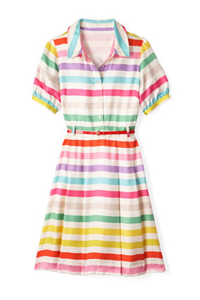 rainbow stripe shirtdress