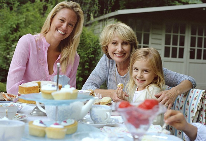 Tea party with grandmother, mother and daughter