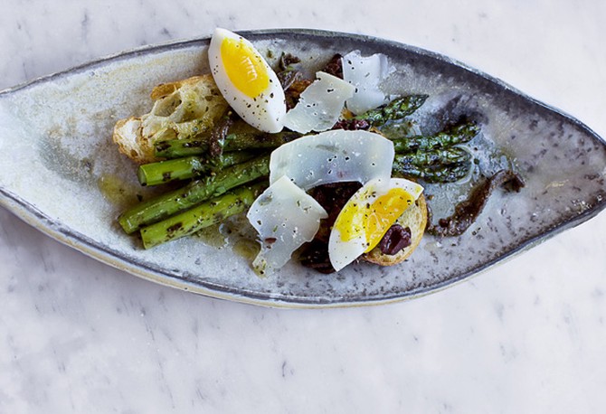 Asparagus with Farm-Fresh Eggs and Dry Jack Cheese Recipe