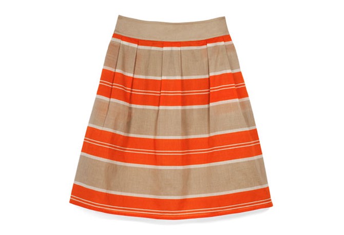 pleated striped skirt
