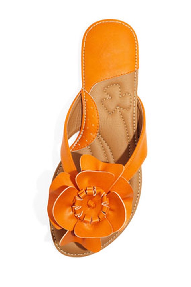 Laila Rowe orange blossom-topped sandal