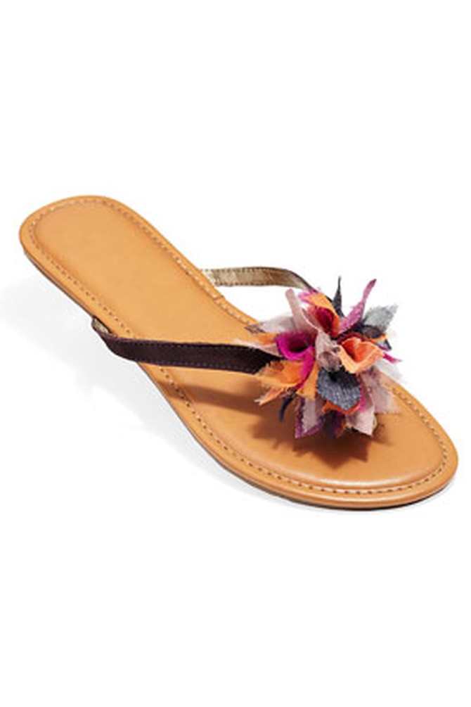 Banana Republic suede thong sandal with chiffon petals